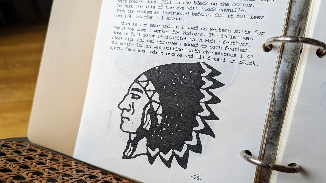 Headdress motif embroidery template used on Ray Price’s Nudie suit